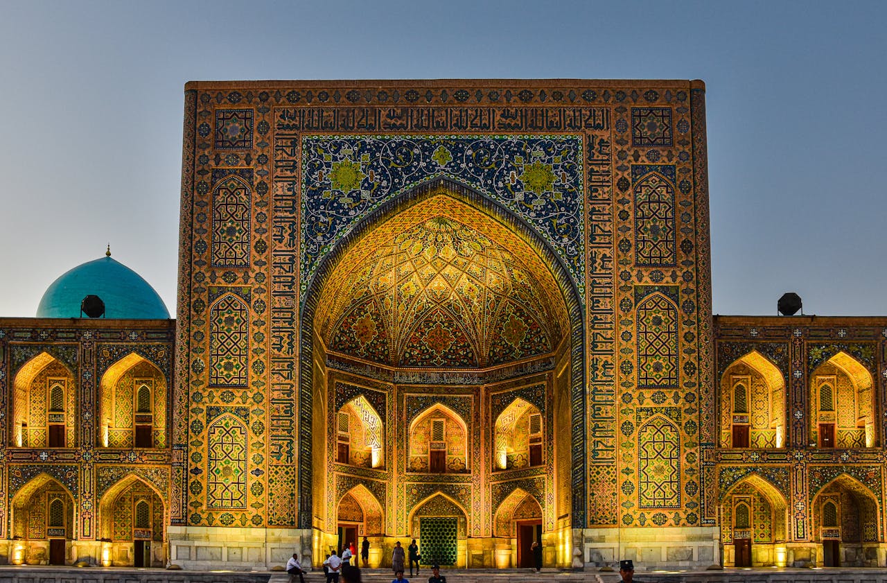 Illuminated Tilya Kori Madrasah in Samarkand